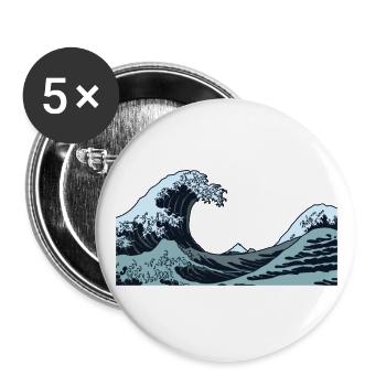 Kanagawa Waves Aesthetic Japanese Art Great Wave - Buttons large 2.2''/56 mm (5-pack) - white - Front