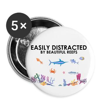 Reefs Ocean Sea Marine Biologist Diving Divers - Buttons large 2.2''/56 mm (5-pack) - white - Front