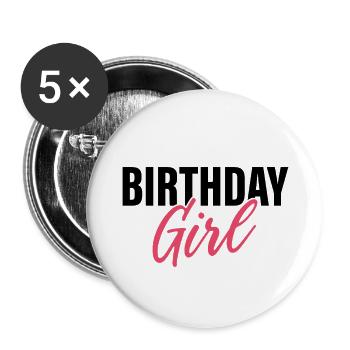 Birthday Girl - Buttons large 2.2''/56 mm (5-pack) - white - Front