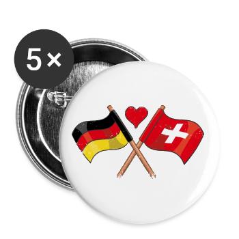 J’aime la Suisse Allemagne Flag Countries - Lot de 5 grands badges (56 mm) - blanc - Devant
