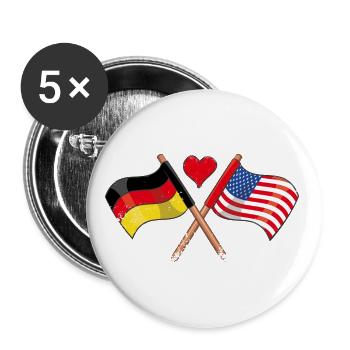 I love the USA Germany heart flag countries - Buttons large 2.2''/56 mm (5-pack) - white - Front