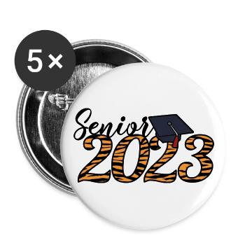 Senior 2023 Tiger Skin Graduated Graduation Gift - Buttons large 2.2''/56 mm (5-pack) - white - Front