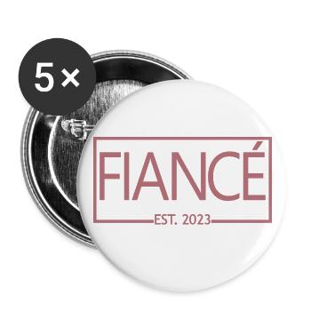 Verlobter Est. 2023 Verlobungsgeschenk Hochzeit des Bräutigams - Buttons groß 56 mm (5er Pack) - Weiß - Vorne