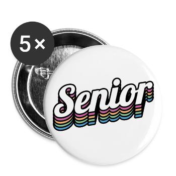 Senior - Student Class Retro Graduation Party Gift - Buttons large 2.2''/56 mm (5-pack) - white - Front