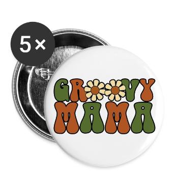 Groovy Mama Fête des mères Matching Family For Women - Lot de 5 grands badges (56 mm) - blanc - Devant