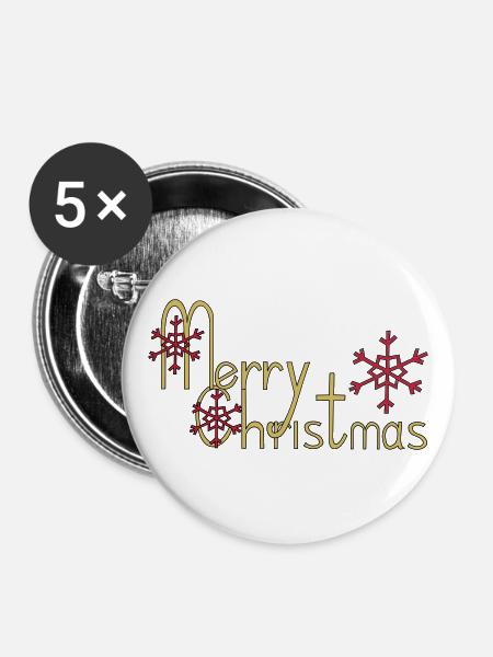 Joyeux Noël - Lot de 5 grands badges (56 mm) - blanc
