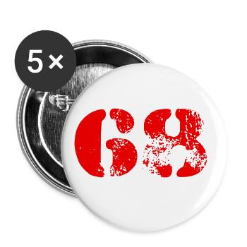 68 Zahl Symbol - Buttons groß 56 mm (5er Pack) - Weiß - Vorne