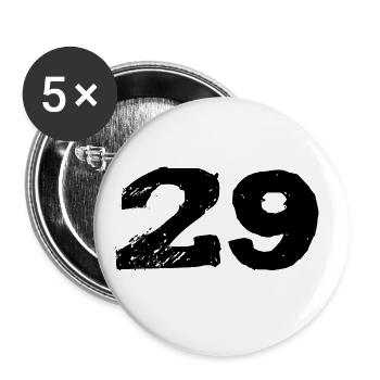 29 Zahl Trikot - Buttons groß 56 mm (5er Pack) - Weiß - Vorne