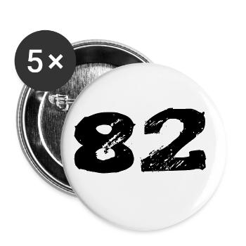 82 Zahl Trikot - Buttons groß 56 mm (5er Pack) - Weiß - Vorne