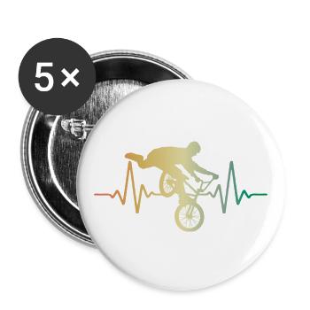 Heartbeat BMX Heart Rate ECG - Buttons large 2.2''/56 mm (5-pack) - white - Front