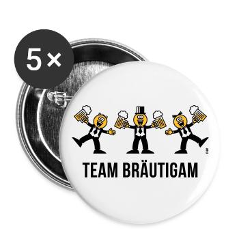 Team Bräutigam (JGA / Karikatur / Tanz / 3C / B) - Buttons groß 56 mm (5er Pack) - Weiß - Vorne