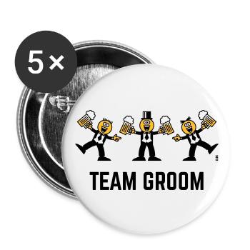 Team-Bräutigam (Junggesellenabschied, Karikatur, Tanz, 3C, B) - Buttons groß 56 mm (5er Pack) - Weiß - Vorne