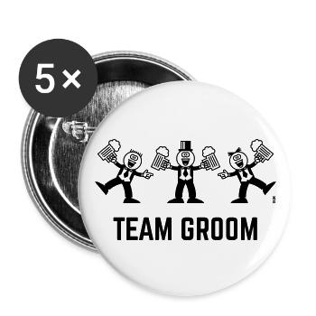 Team Groom (enterrement de vie de garçon / caricature / danse / 1C) - Lot de 5 grands badges (56 mm) - blanc - Devant