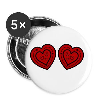 Symbole du cœur Amour - Lot de 5 grands badges (56 mm) - blanc - Devant