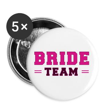 Équipe de la mariée rose - Lot de 5 grands badges (56 mm) - blanc - Devant