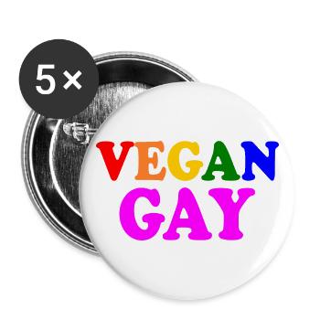 Vegan gay - Buttons groß 56 mm (5er Pack) - Weiß - Vorne