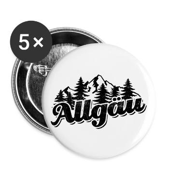 Allgäu - Wald und Berge Wandern Erholung - Buttons groß 56 mm (5er Pack) - Weiß - Vorne