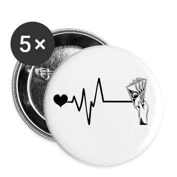 Cœur de pulsation d’argent - Lot de 5 grands badges (56 mm) - blanc - Devant