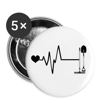 Shovel Pulse Heart Love - Buttons large 2.2''/56 mm (5-pack) - white - Front