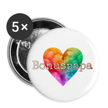 Bonuspapa - LGBTQI+ - Buttons groß 56 mm (5er Pack) - Weiß - Vorne