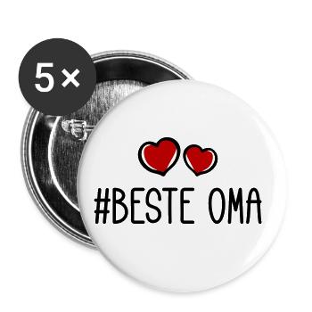 Beste Oma Herzen Liebe - Buttons groß 56 mm (5er Pack) - Weiß - Vorne