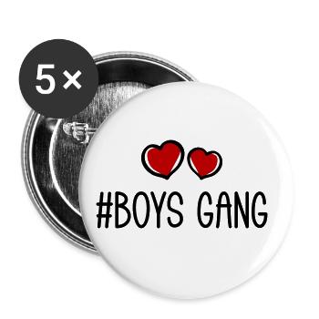 Boys Gang Herz Liebe - Buttons groß 56 mm (5er Pack) - Weiß - Vorne
