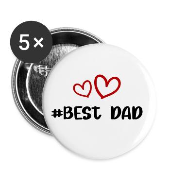 Meilleur amour de coeur de papa - Lot de 5 grands badges (56 mm) - blanc - Devant