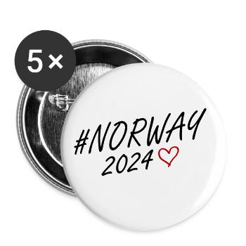 Norvège 2024 Heart Trip - Lot de 5 grands badges (56 mm) - blanc - Devant