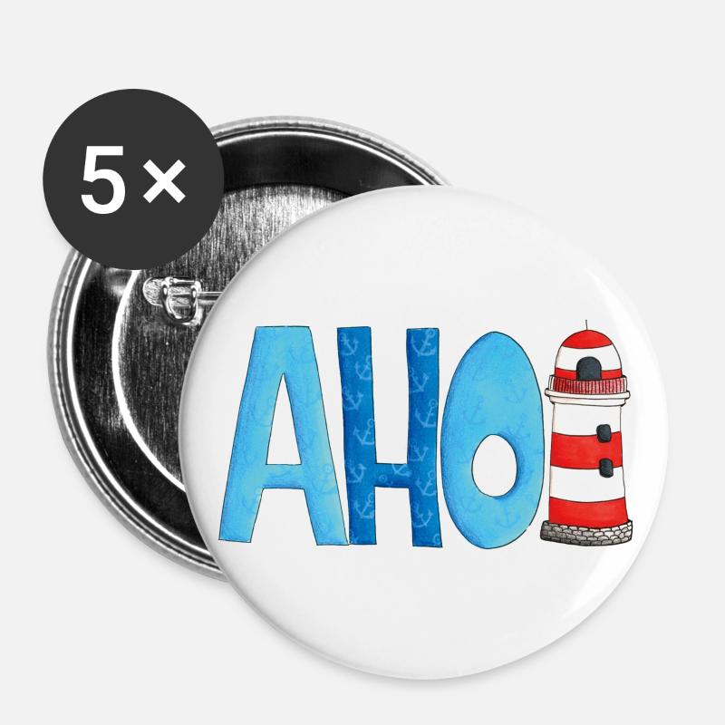 AHOI Lighthouse - Buttons large 2.2''/56 mm (5-pack) - white