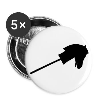 Stockpferd Reiten - Buttons groß 56 mm (5er Pack) - Weiß - Vorne