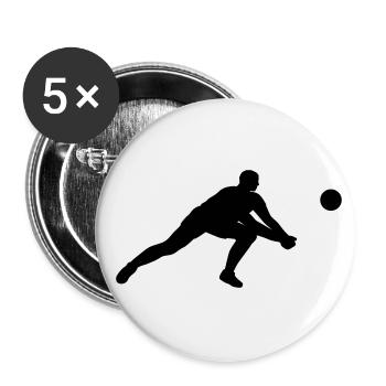 Black silhouette of a volleyball player - Buttons large 2.2''/56 mm (5-pack) - white - Front