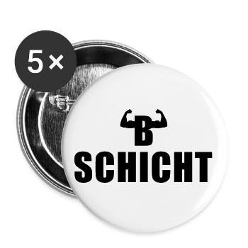 B Schicht Schichtarbeiter - Buttons groß 56 mm (5er Pack) - Weiß - Vorne