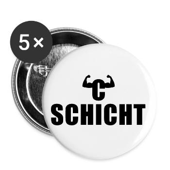 C Schicht Schichtarbeiter - Buttons groß 56 mm (5er Pack) - Weiß - Vorne