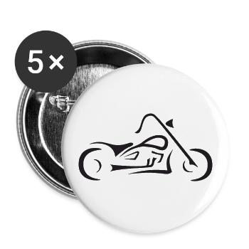 Cruiser Motorcycle Tribal Biker Line Drawing - Buttons large 2.2''/56 mm (5-pack) - white - Front