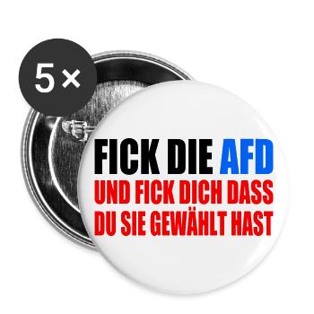 FCK AFD - Gegen Rechts - fuck afd - Buttons groß 56 mm (5er Pack) - Weiß - Vorne