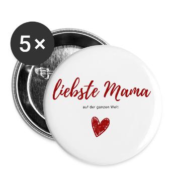 dearest mom around the world - Heart Mother's Day - Buttons large 2.2''/56 mm (5-pack) - white - Front