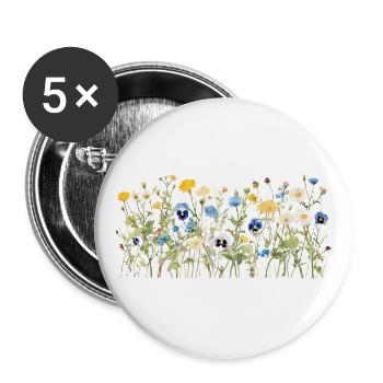 Wildflower Meadow - Natural Watercolor Blooms - Buttons large 2.2''/56 mm (5-pack) - white - Front