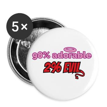 98% süß, 2% teuflisch – Lustiges Design - Buttons groß 56 mm (5er Pack) - Weiß - Vorne
