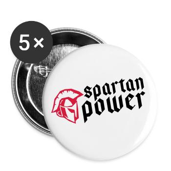 spartan power fitness gym helm - Buttons groß 56 mm (5er Pack) - Weiß - Vorne