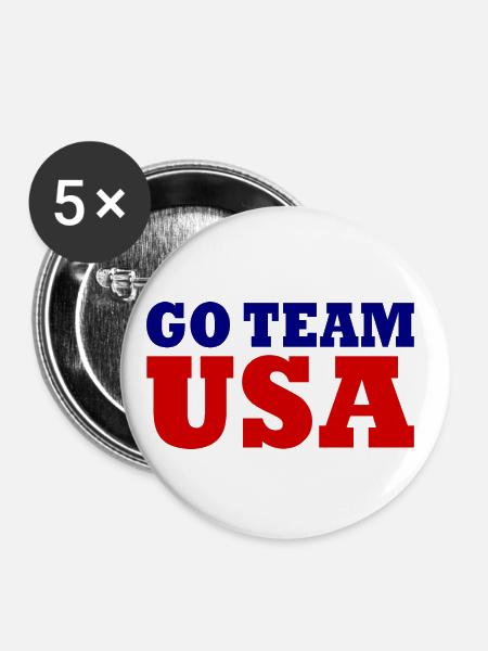 Go team usa - Buttons groß 56 mm (5er Pack) - Weiß
