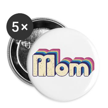 Mama Cool Retro Muttertag Geschenkidee für Mama - Buttons groß 56 mm (5er Pack) - Weiß - Vorne