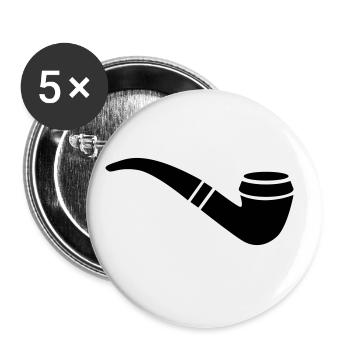 Smoking a pipe - Buttons large 2.2''/56 mm (5-pack) - white - Front