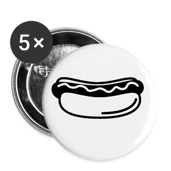 Hotdog Symbol - Buttons groß 56 mm (5er Pack) - Weiß - Vorne