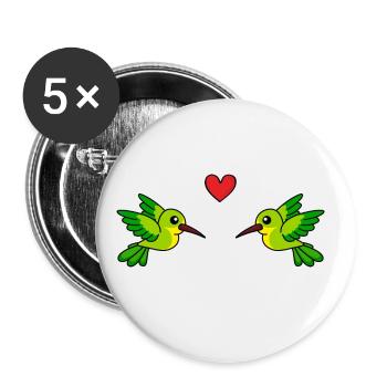 Colibri Comic Couple amour - Lot de 5 grands badges (56 mm) - blanc - Devant