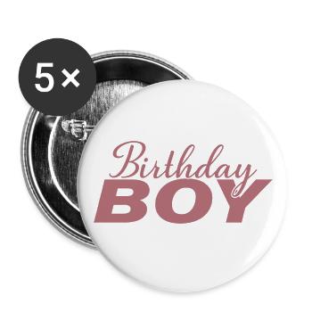 Birthday Boy - Geburtstagsparty Geschenk für Kinder Jungen - Buttons groß 56 mm (5er Pack) - Weiß - Vorne