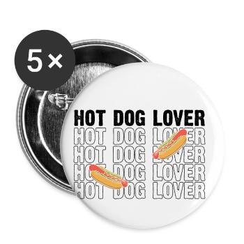 Hot Dog Wurst Liebe Hotdog Fast Food - Buttons groß 56 mm (5er Pack) - Weiß - Vorne