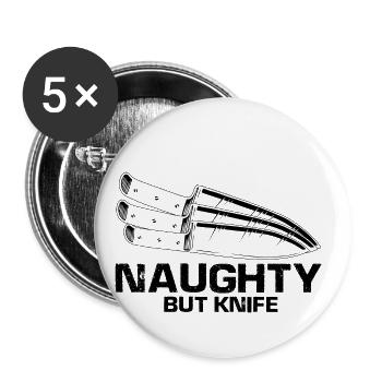 Leben ist besser mit Messer Messersammler - Buttons groß 56 mm (5er Pack) - Weiß - Vorne
