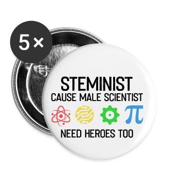 Professor Steminist Designs for Equality Stem - Buttons large 2.2''/56 mm (5-pack) - white - Front