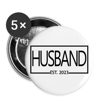 Husband Est. 2023 Engagement Groom's Wedding Gift - Buttons large 2.2''/56 mm (5-pack) - white - Front