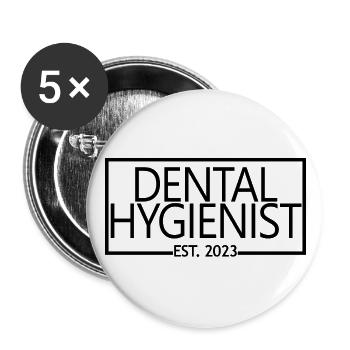 Dental Hygienist Est. 2023 Graduated Dentist Gift - Buttons large 2.2''/56 mm (5-pack) - white - Front